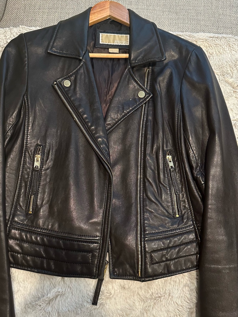 Women’s Black Leather Moto Jacket - Michael Kors